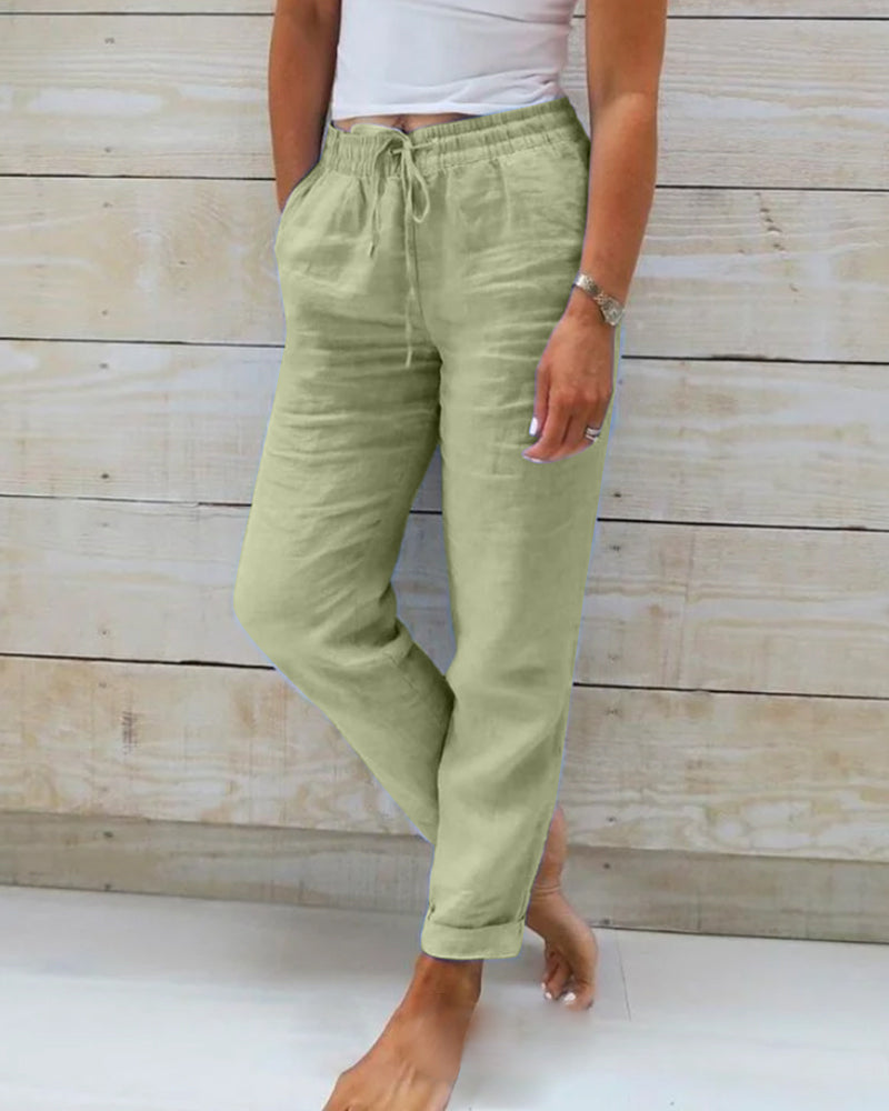 Evelien | Bequeme und stilvolle elastische Leinenhosen