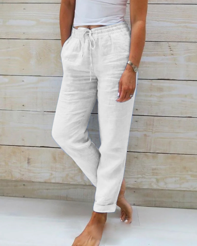 Evelien | Bequeme und stilvolle elastische Leinenhosen