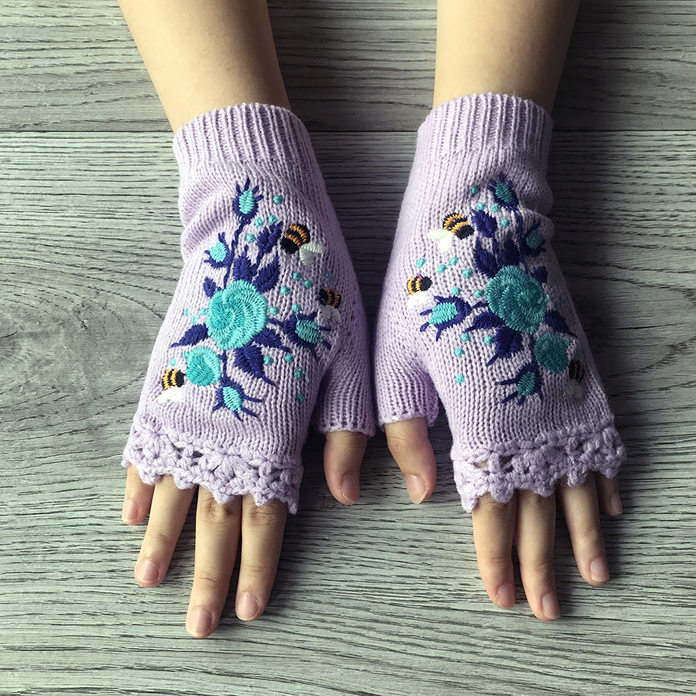 3Leaves Blumige Fingerlose Handschuhe