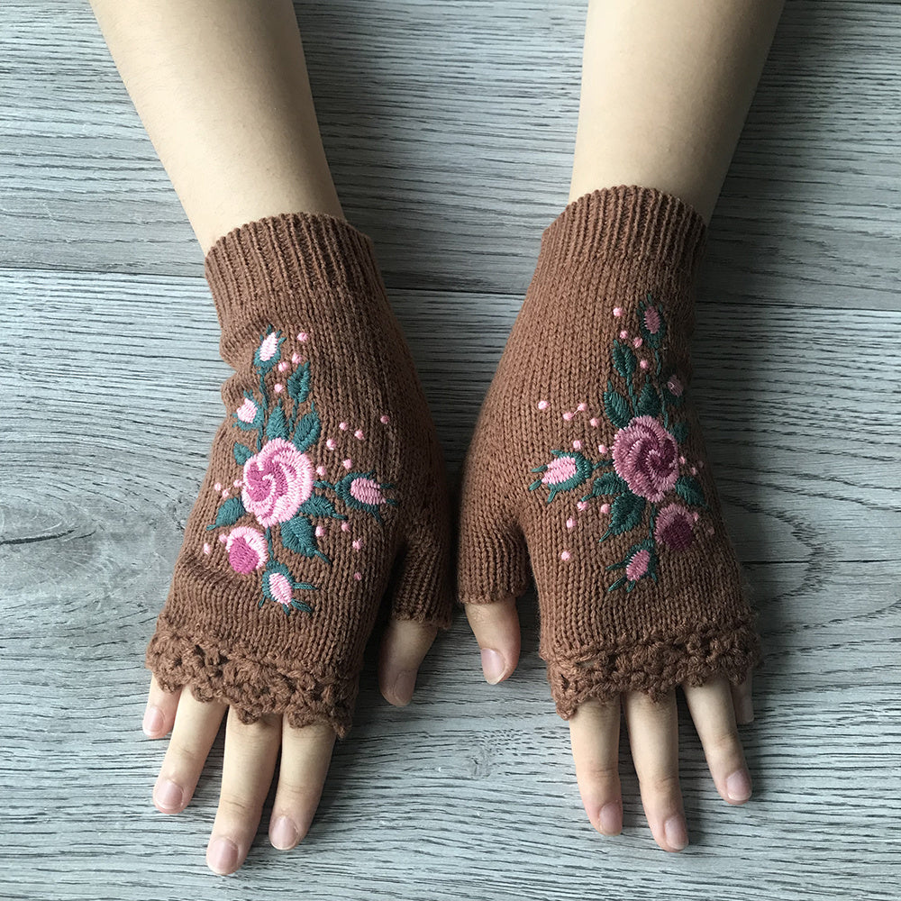 3Leaves Blumige Fingerlose Handschuhe