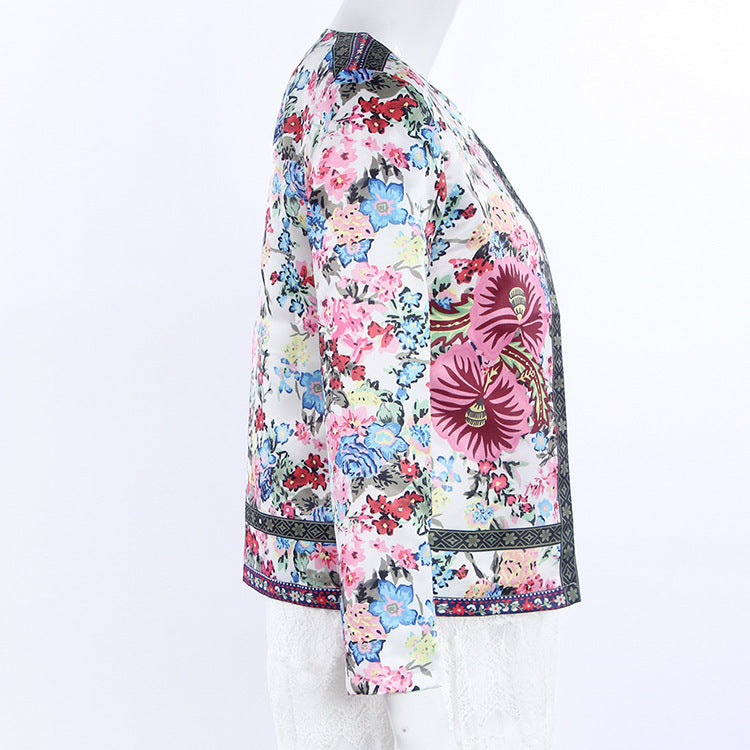 Irene | Boho-Satinblazer mit schönem Blumendruck