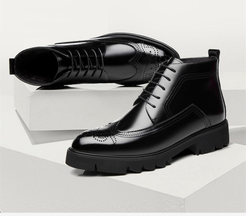Vawhn : Herren Leder Martinstiefel mit dicker Sohle