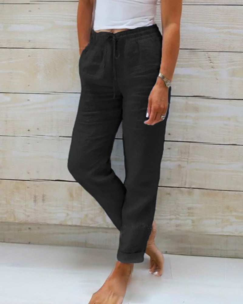 Evelien | Bequeme und stilvolle elastische Leinenhosen