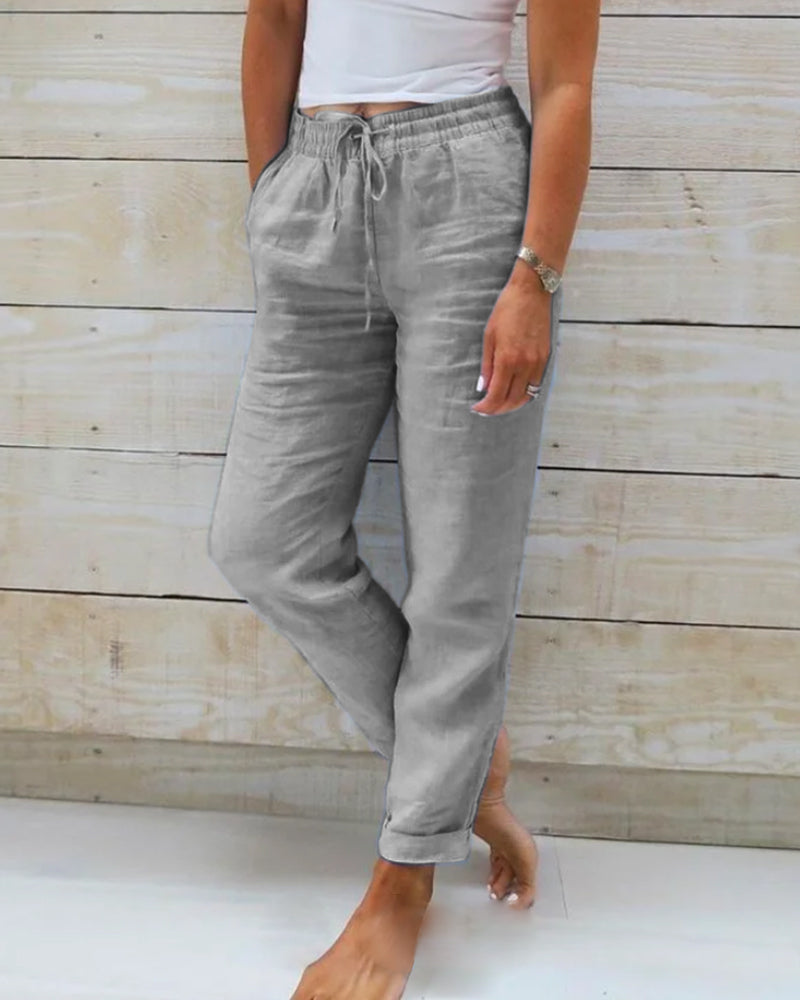 Evelien | Bequeme und stilvolle elastische Leinenhosen