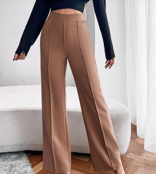 Clara | Damen Freizeithose, hoch tailliert, locker sitzend, mit geradem Bein