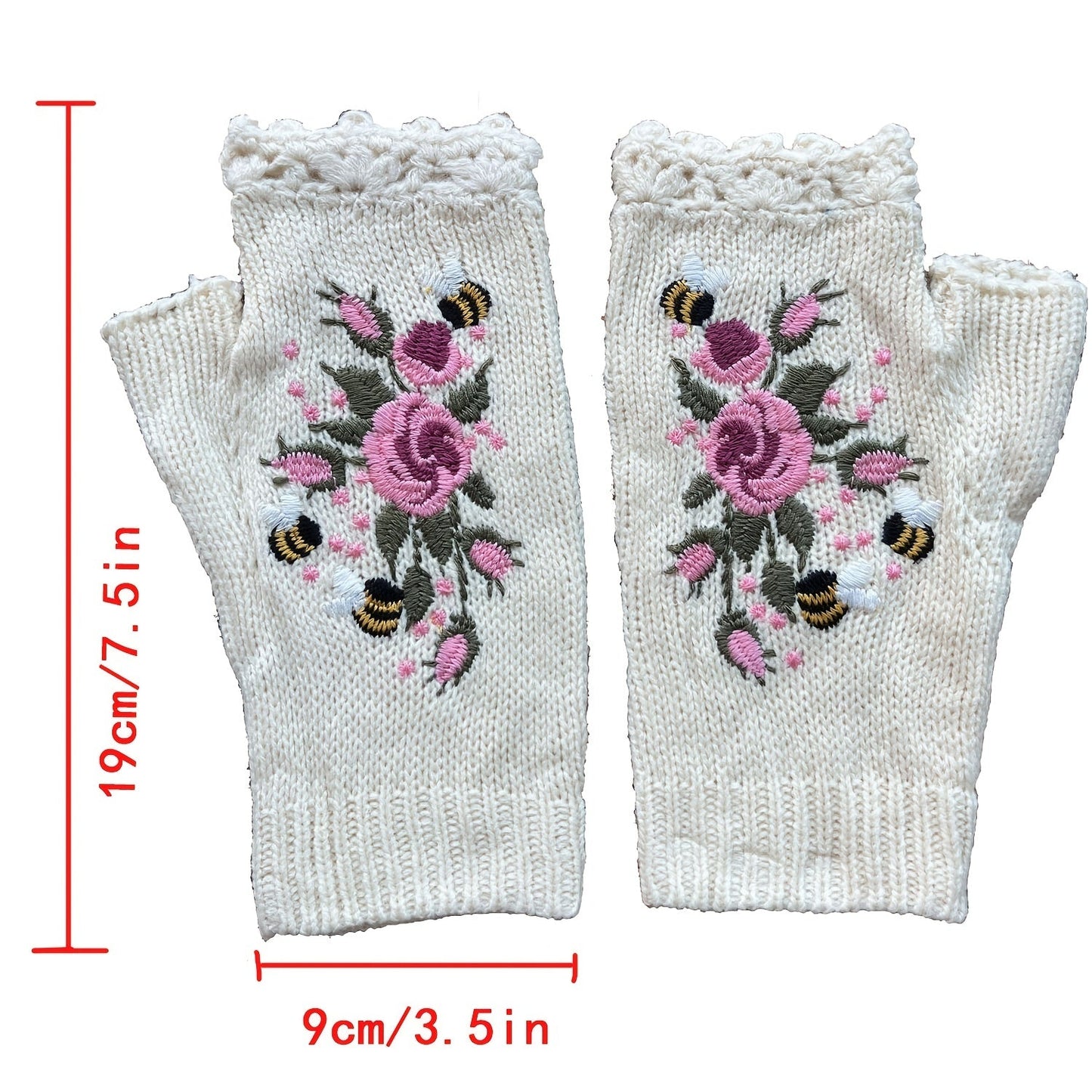 3Leaves Blumige Fingerlose Handschuhe