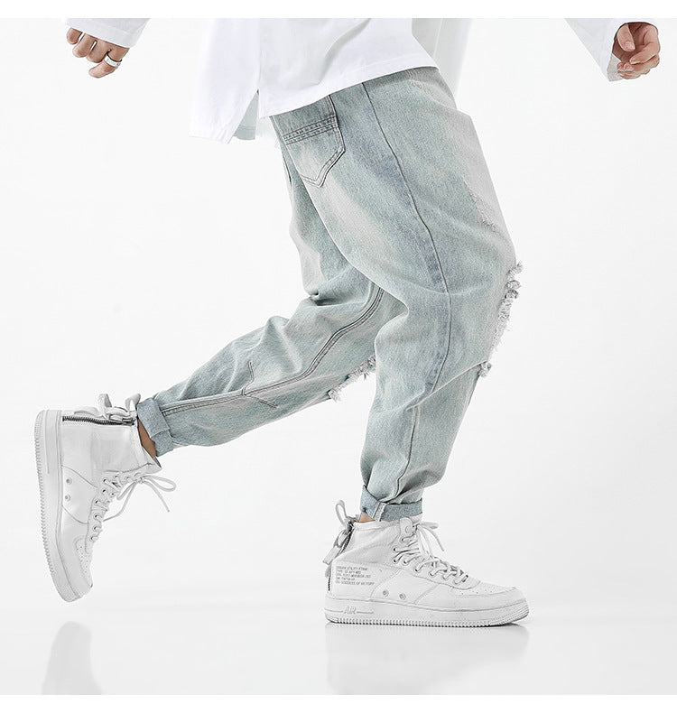 Versatile distressed loose fit jeans - Men - Denim - Ripped - Casual Wear