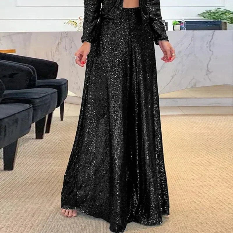 Gloria - Stylische Paillettenhose mit schmeichelnd breiteren Beinen