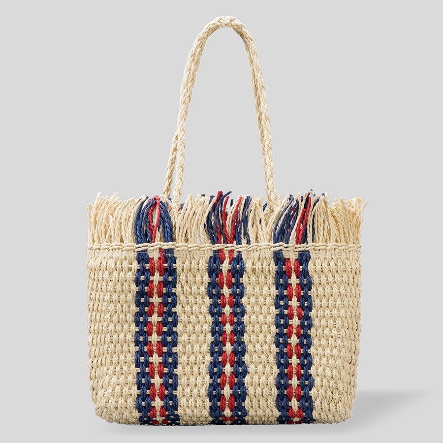 Strahlende Strandtasche aus handgewebten Materialien mit geräumigem Fassungsvermögen