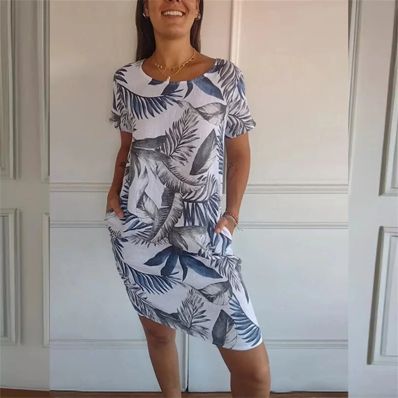 Elegant Botanical Print Dress
