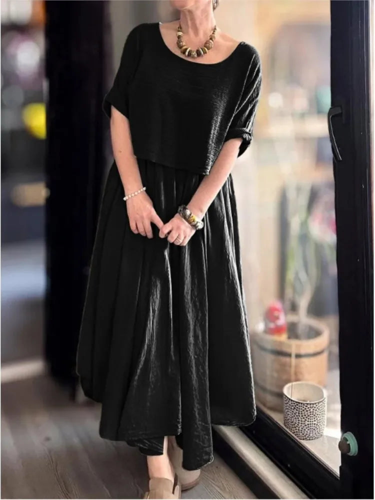 Bequemes und stylisches Damen-Zweiteiler-Set aus Baumwolle und Leinen