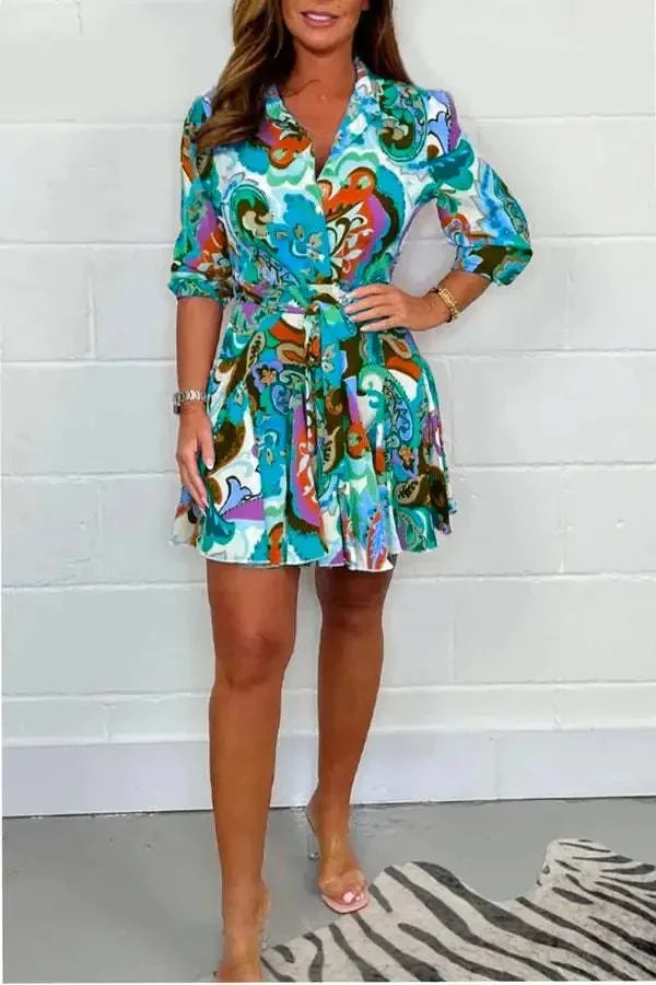 Women Colorful Printed Short Dresses