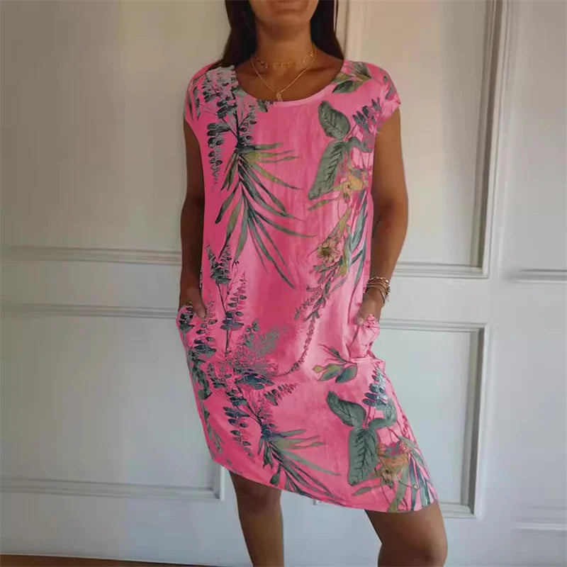 Elegant Botanical Print Dress