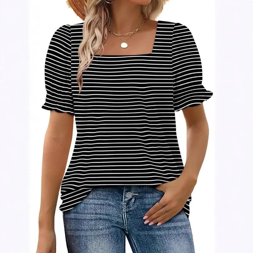U-Neck Petal Sleeve T-Shirt