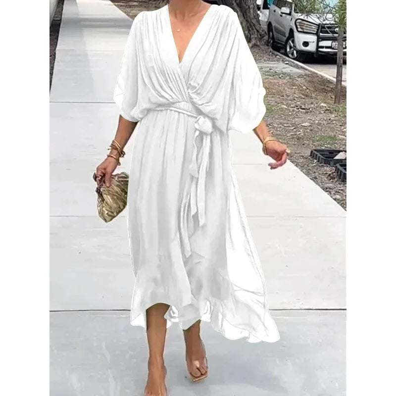 Elegant Chiffon Dress with V-neck