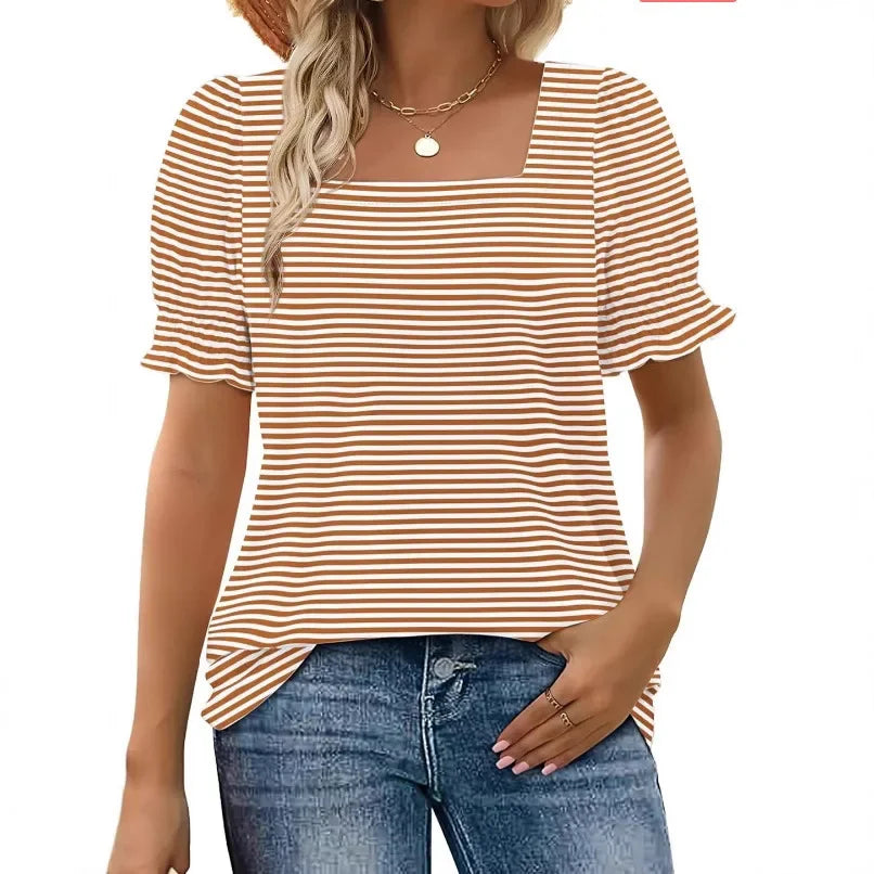 U-Neck Petal Sleeve T-Shirt