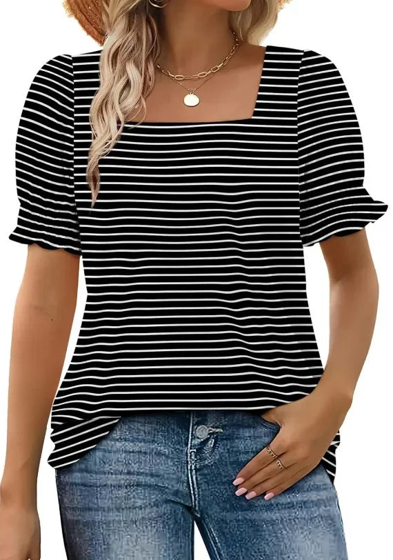 U-Neck Petal Sleeve T-Shirt