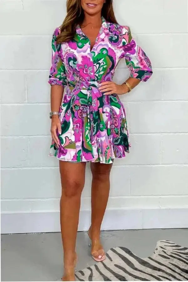 Women Colorful Printed Short Dresses