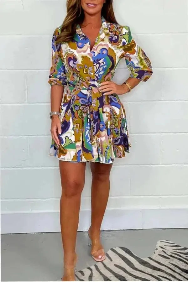 Women Colorful Printed Short Dresses