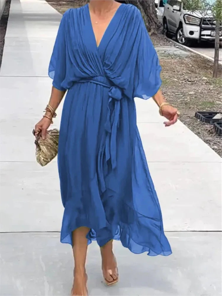 Elegant Chiffon Dress with V-neck
