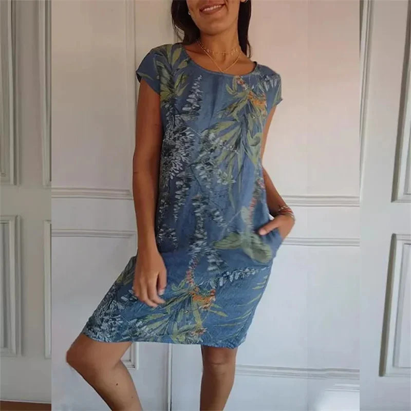 Elegant Botanical Print Dress