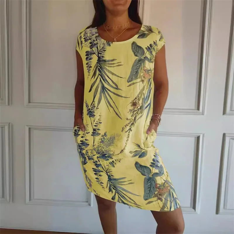 Elegant Botanical Print Dress