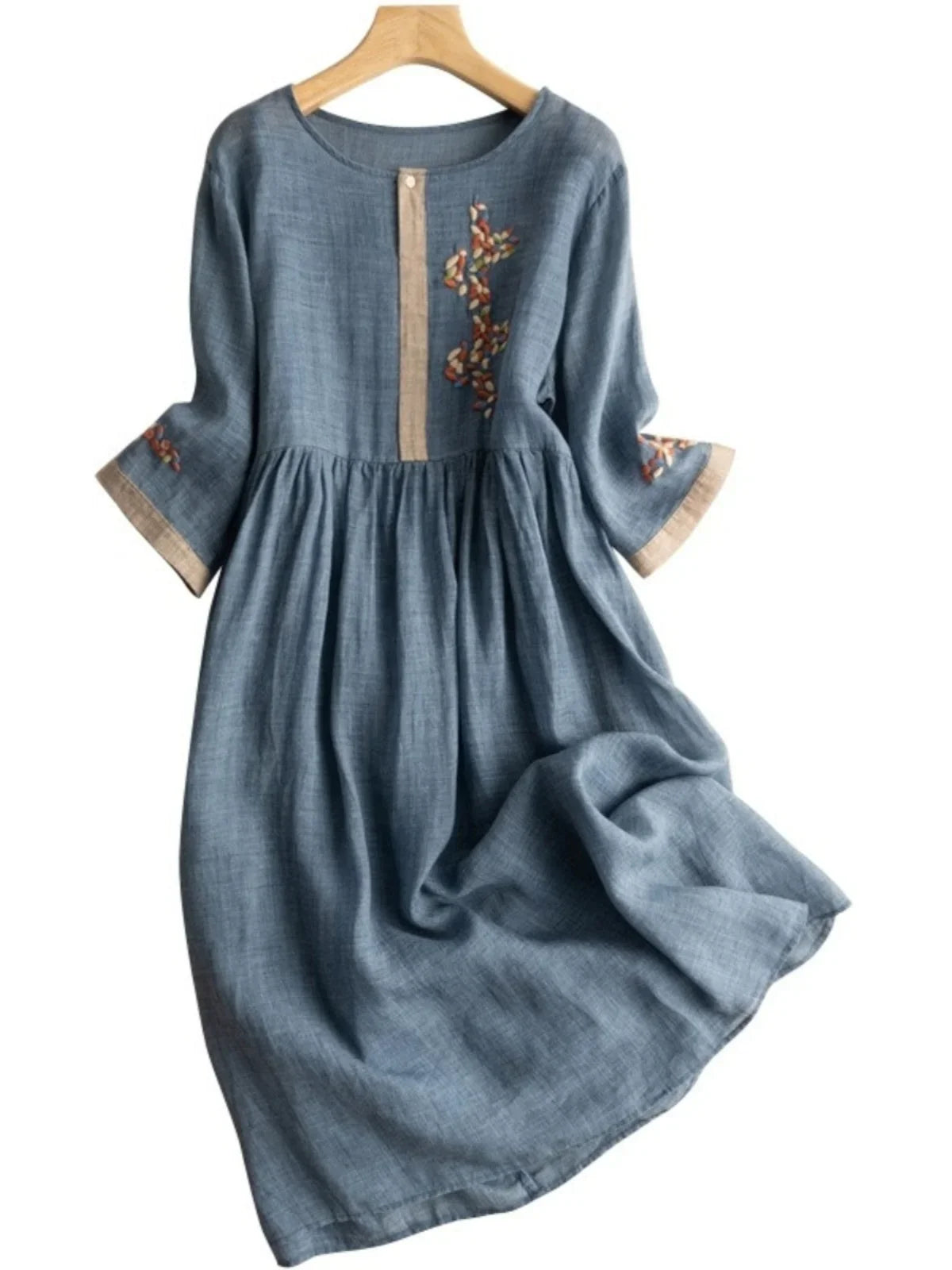 Cotton Linen Short Sleeve Dress