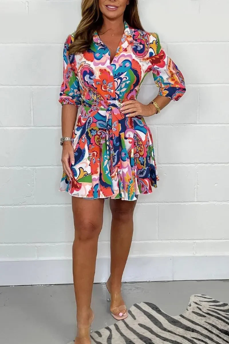 Women Colorful Printed Short Dresses