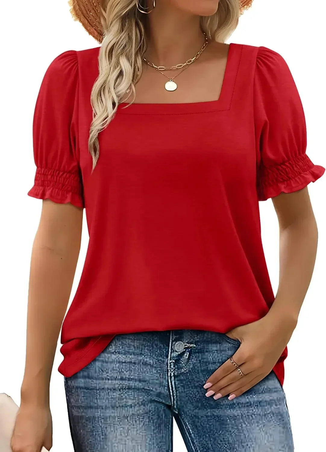 U-Neck Petal Sleeve T-Shirt