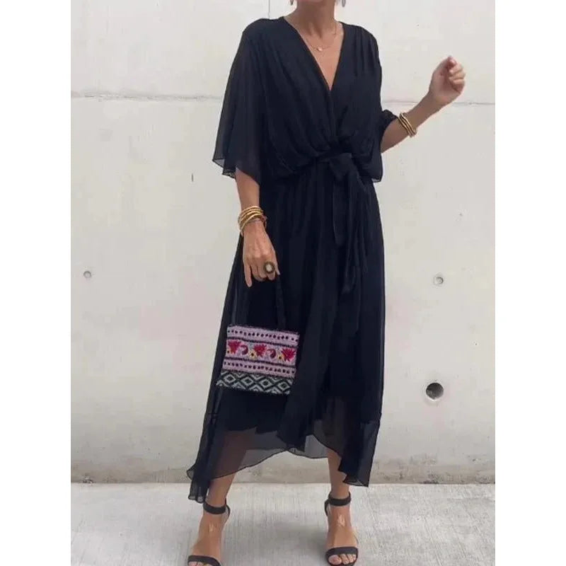 Elegant Chiffon Dress with V-neck