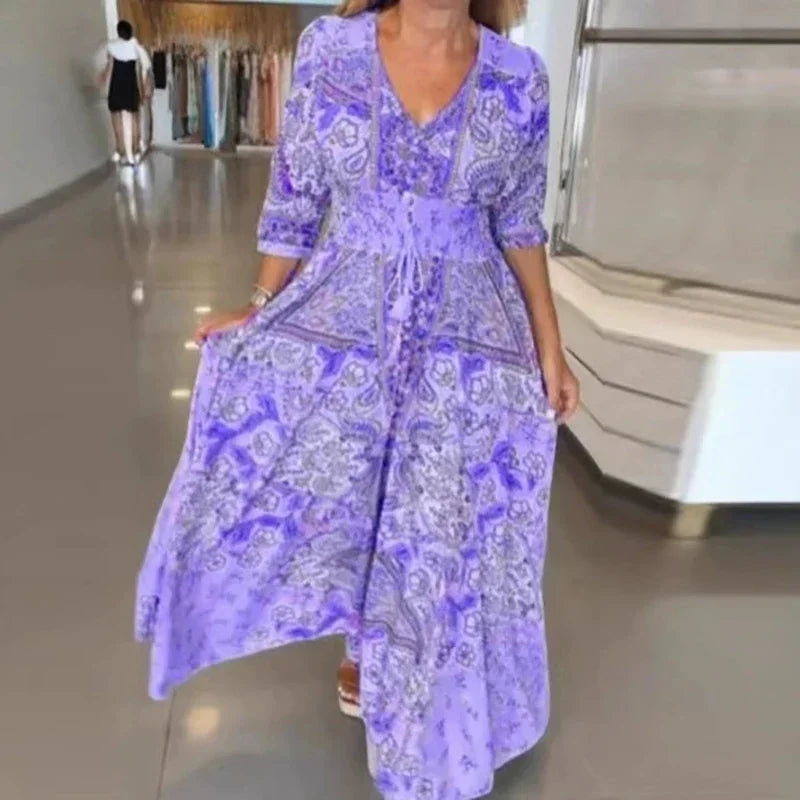 Elegantes Sommerkleid mit V-Ausschnitt