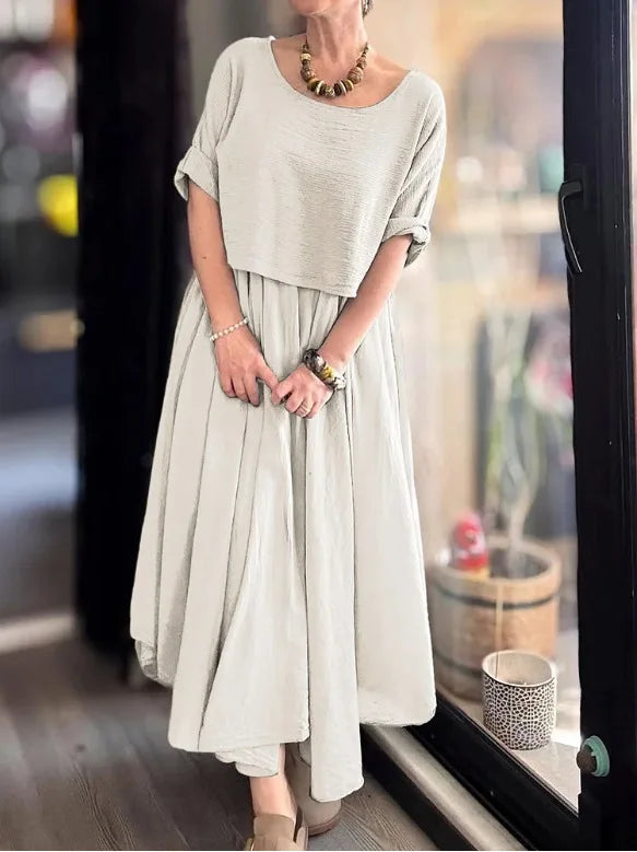 Bequemes und stylisches Damen-Zweiteiler-Set aus Baumwolle und Leinen