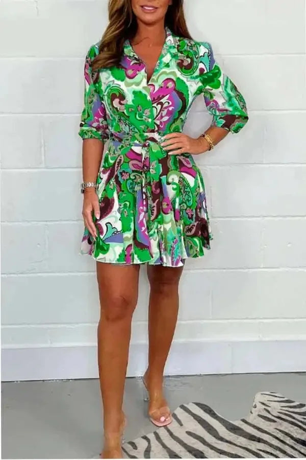 Women Colorful Printed Short Dresses
