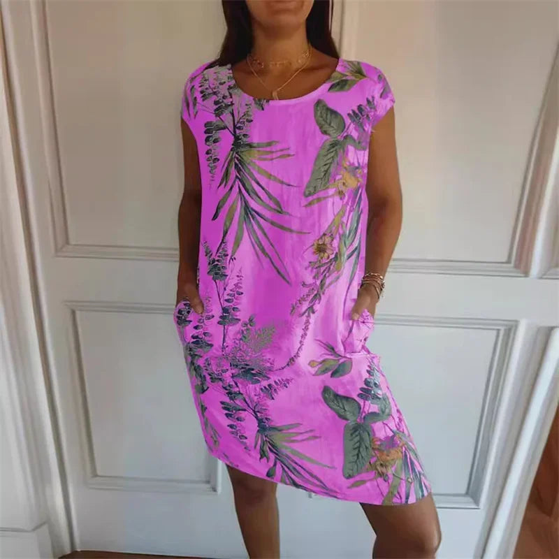 Elegant Botanical Print Dress