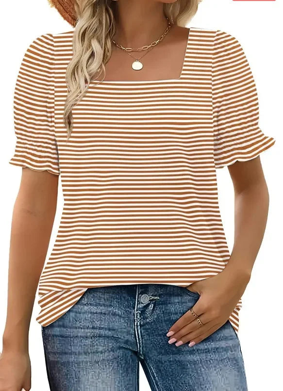 U-Neck Petal Sleeve T-Shirt