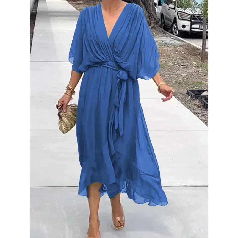 Elegant Chiffon Dress with V-neck
