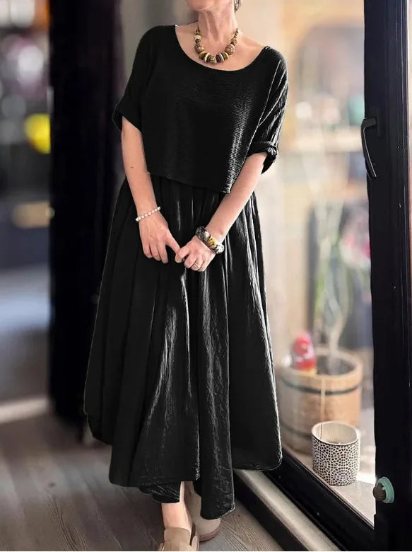 Bequemes und stylisches Damen-Zweiteiler-Set aus Baumwolle und Leinen