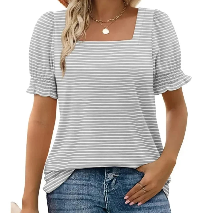 U-Neck Petal Sleeve T-Shirt