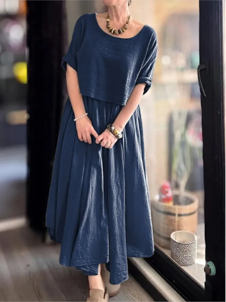 Bequemes und stylisches Damen-Zweiteiler-Set aus Baumwolle und Leinen