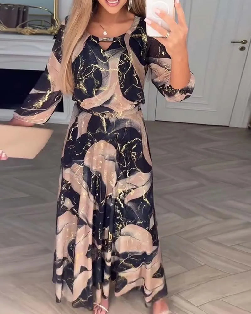 Elegantes bedrucktes Maxikleid