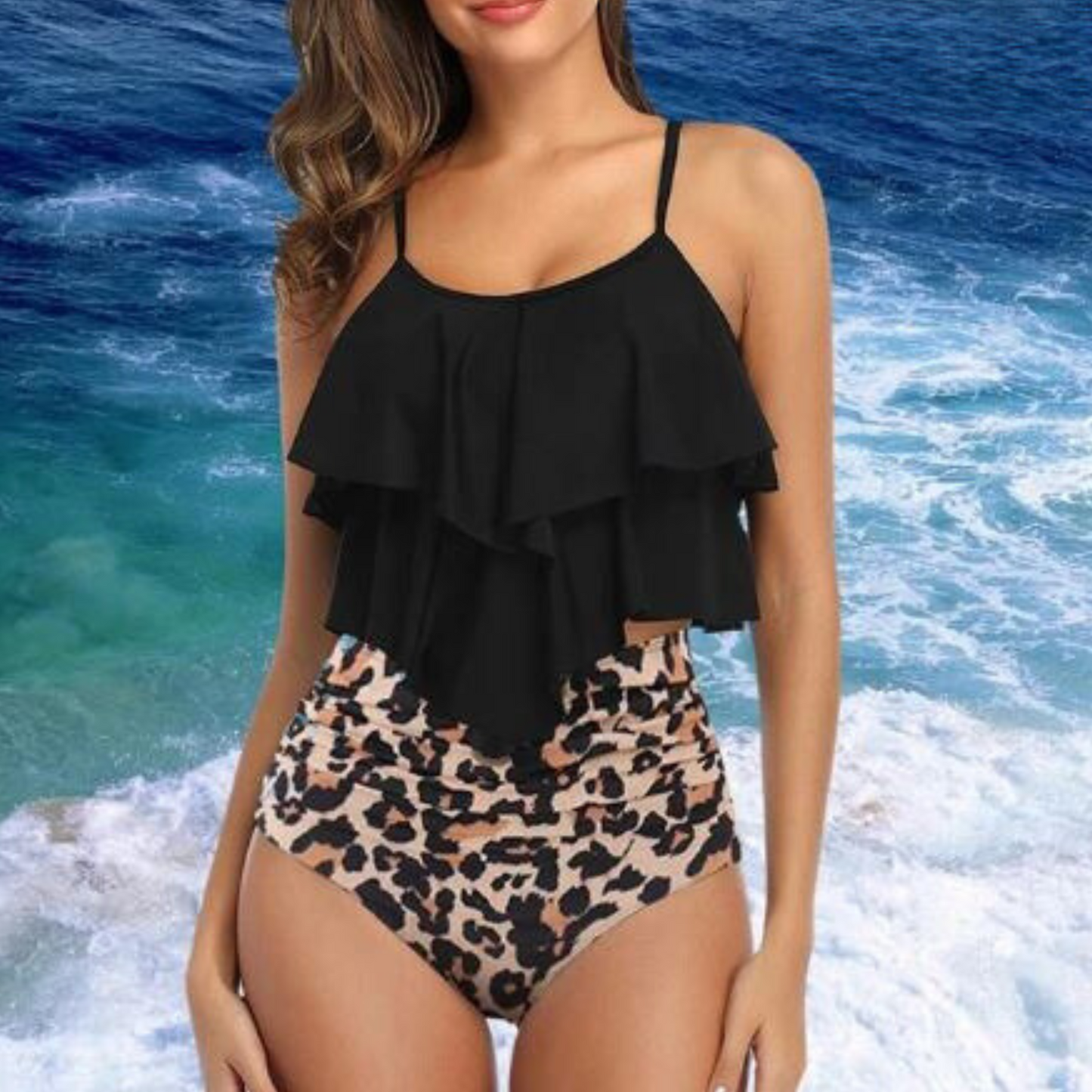 Cressida - Stylisches Tanktop mit Rüschen und Bikini mit hoher Taille - 2-teiliges Tankini-Set für einen erfrischenden Sommerlook