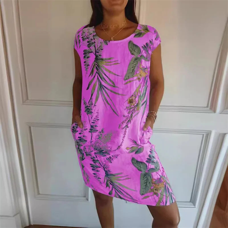 Elegant Botanical Print Dress