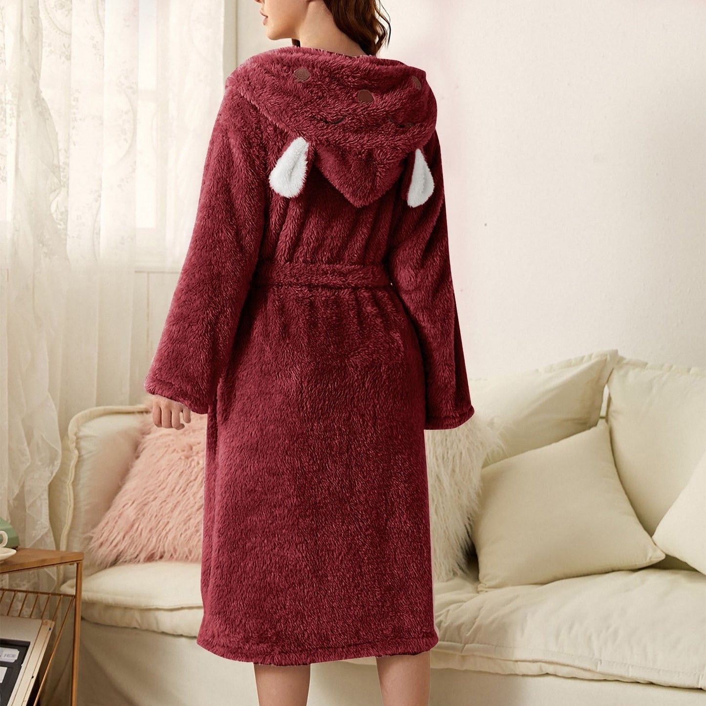 Brinley - Stylischer Bademantel mit Kapuze aus dickem Flanell für Frauen für einen gemütlichen Herbst!