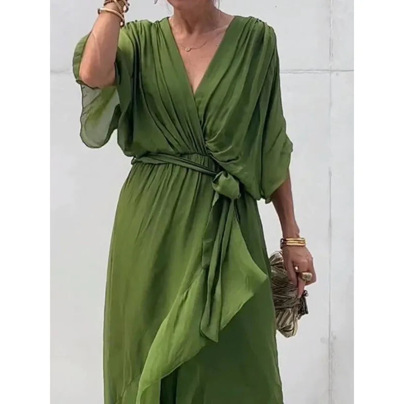 Elegant Chiffon Dress with V-neck