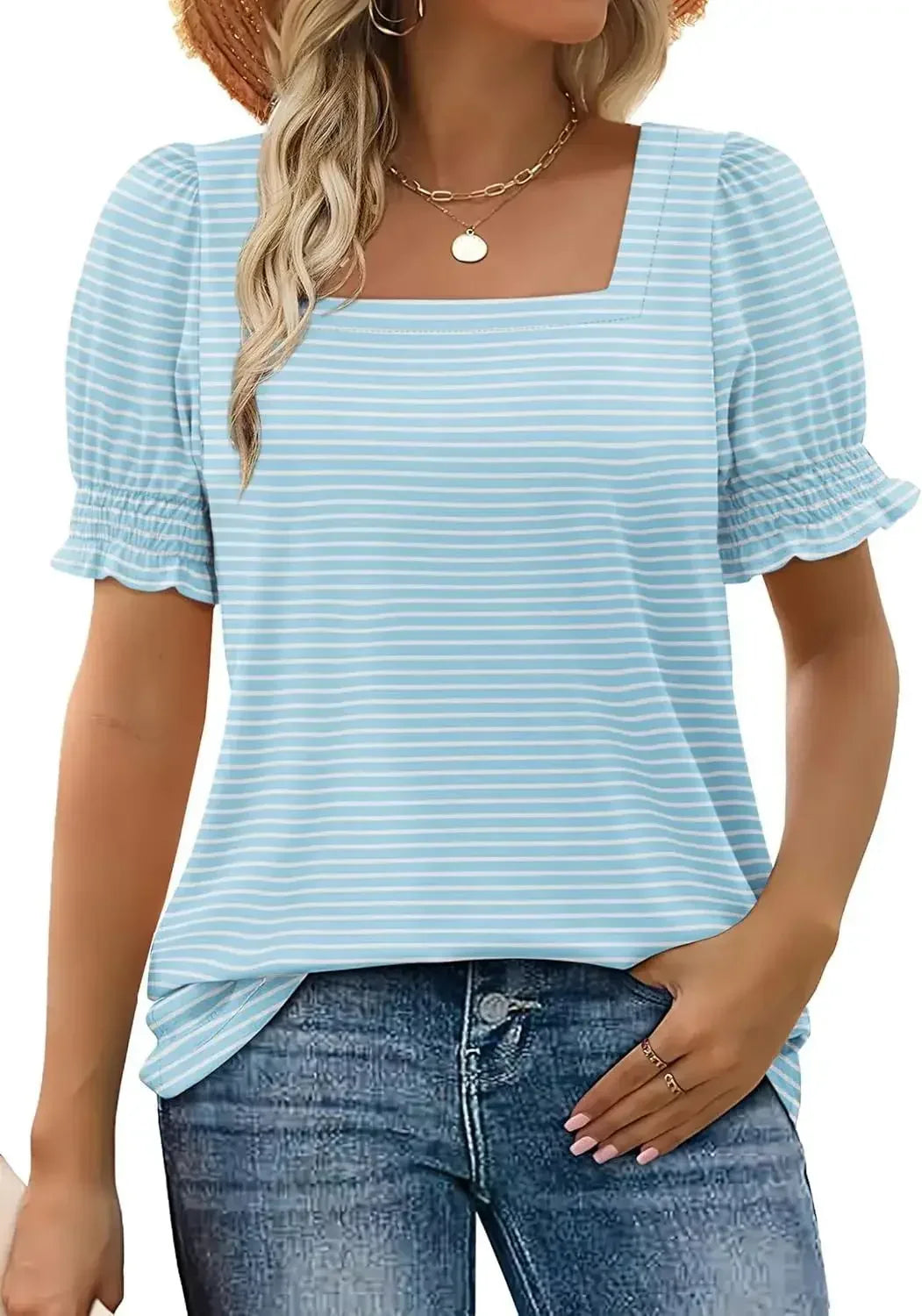 U-Neck Petal Sleeve T-Shirt