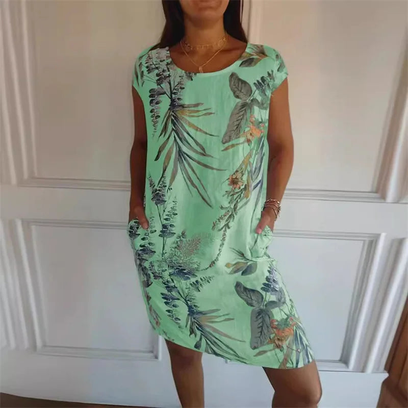 Elegant Botanical Print Dress