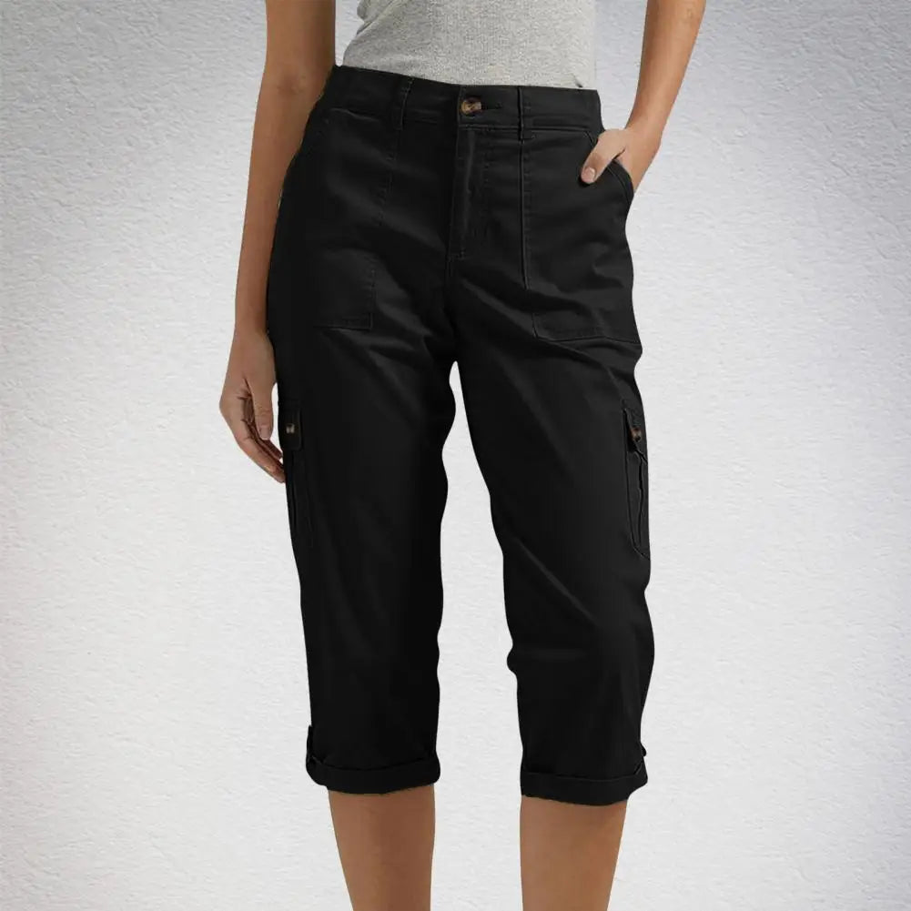 Damen-Shorts mit hoher Elastizität und mehreren Taschen