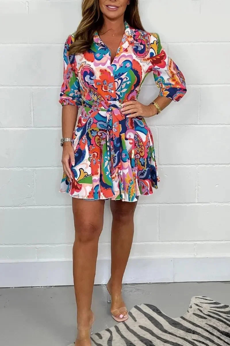 Women Colorful Printed Short Dresses