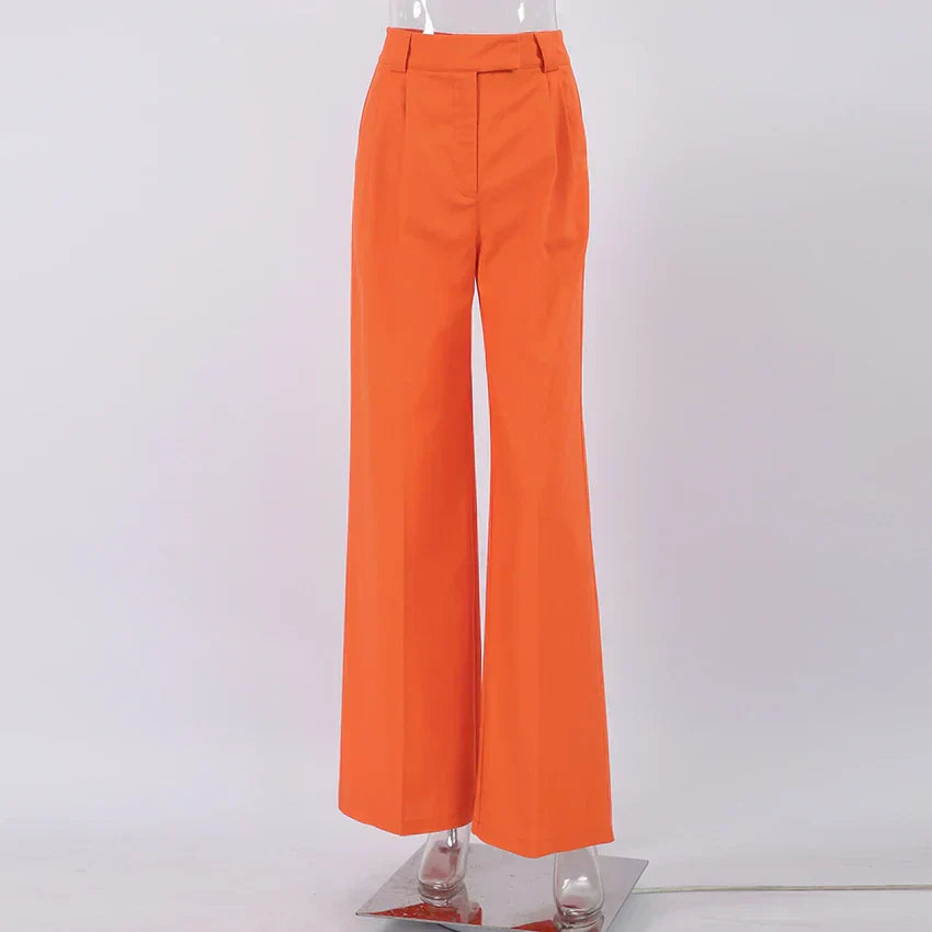 Evelien | Stylische orangefarbene Damenhose aus Leinen für den perfekten Sommerlook