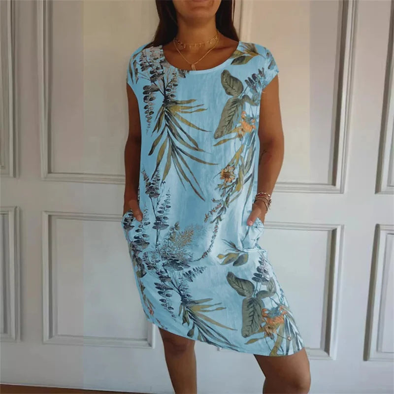 Elegant Botanical Print Dress